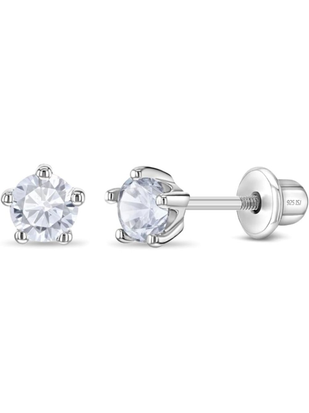 Charming Birthstone Kid Earrings - Sparkling Solitaire Design, Perfect Gift!